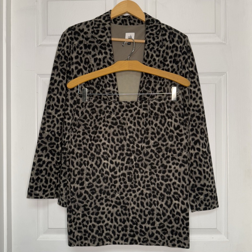 Cabi Women's size 4 Cheetah Print Formal Jacket/Skirt w/Pockets Corpcore Mobwife